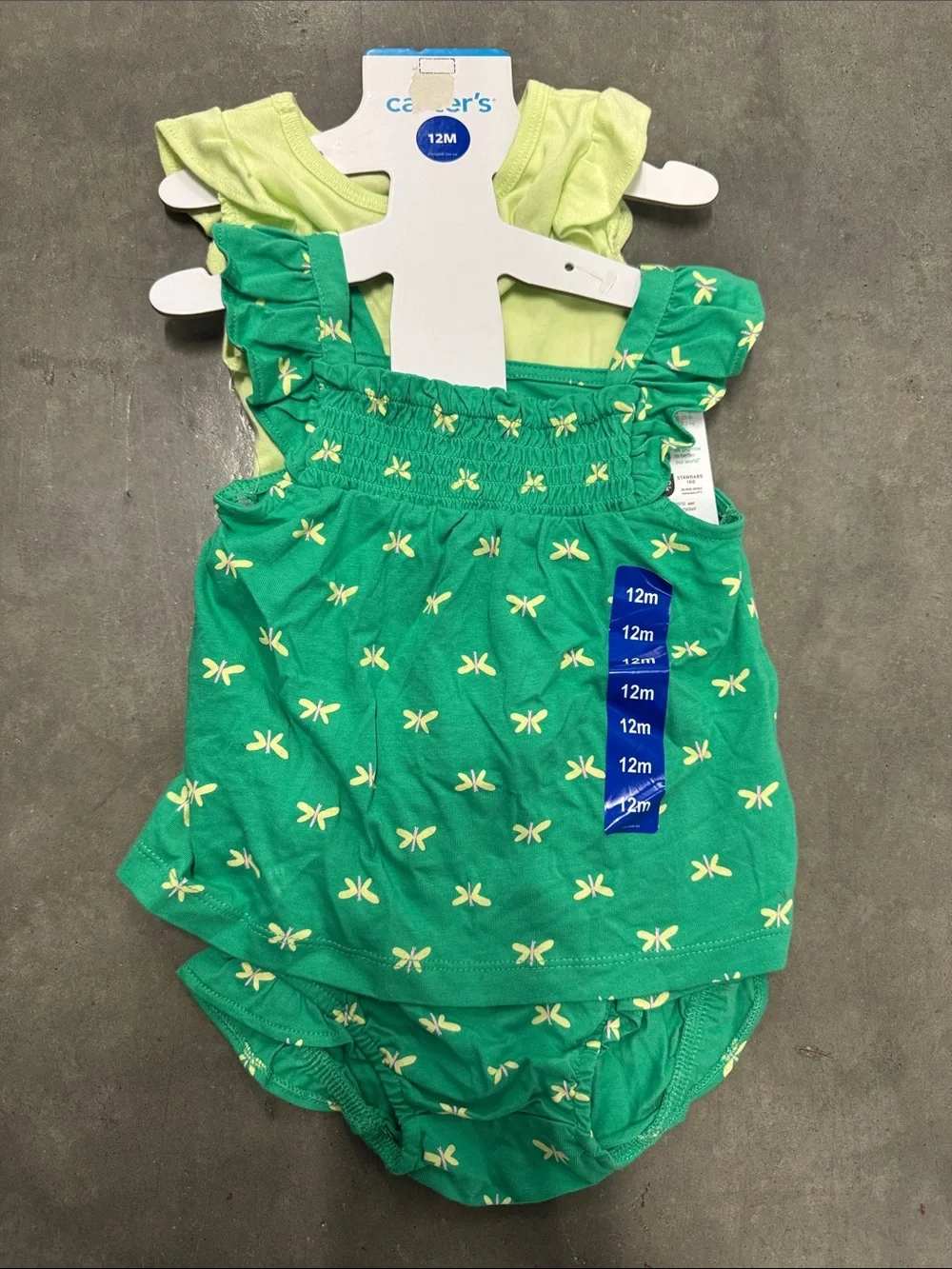 Carter's Green Butterfly Romper & Bloomers Set